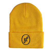 Gold beanie hat with black FF logo.