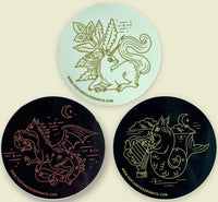 Three FF stickers with The Classic, The Spicy, and The Everything Beasts
