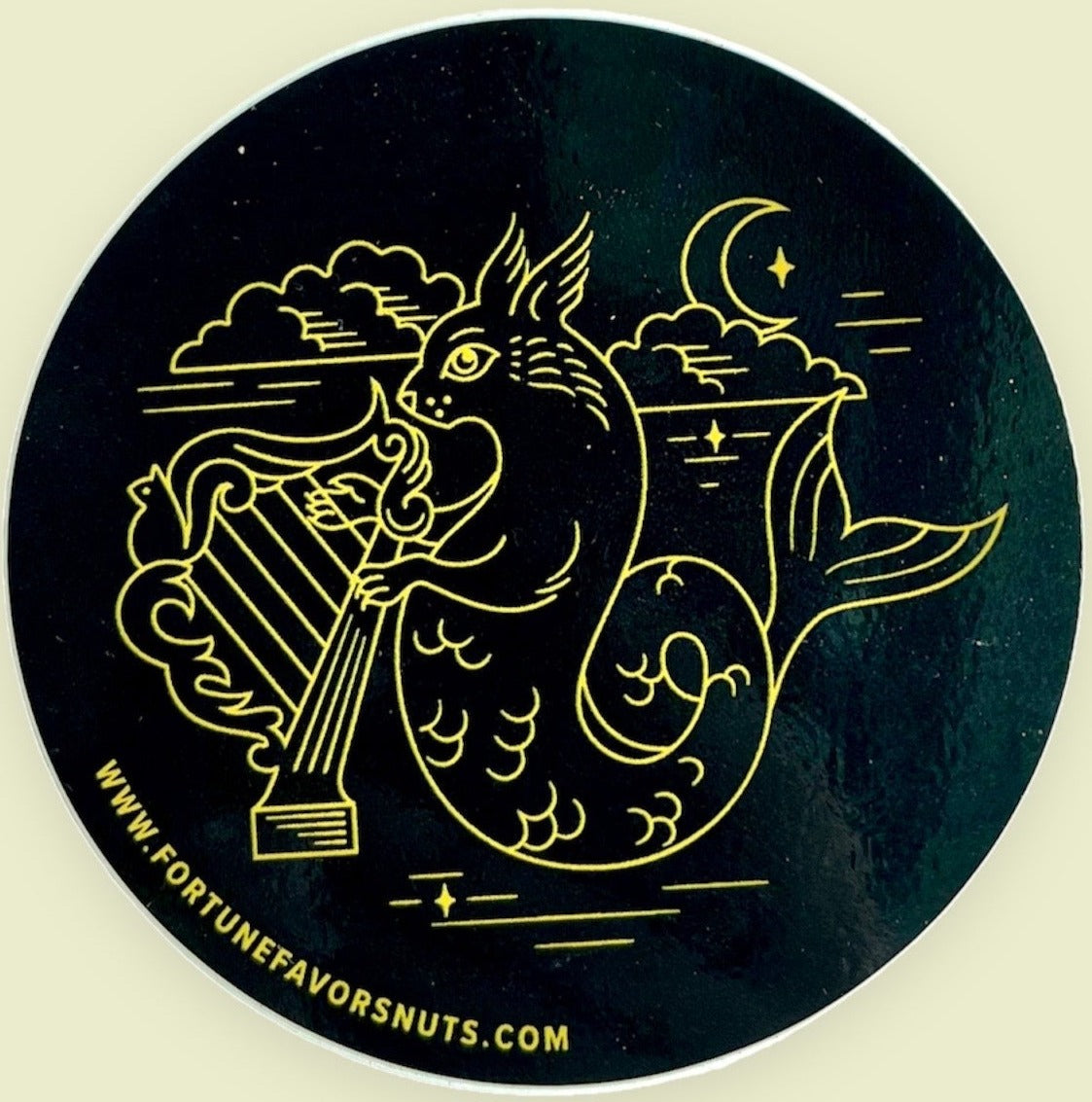The Everything Squirrel Beast, black and gold sticker